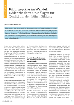 Bildungspläne im Wandel: Evidenzbasierte Grundlagen für Qualität in der frühen Bildung
